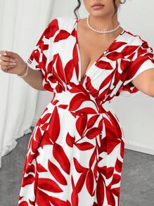 Elenzga 女士花卉V领优雅连衣裙，春夏