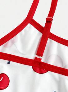 2 件樱桃印花双层蛋糕边少女内衣套装，可爱甜美，适合发育中的女孩 - 彩色 - 查看 3