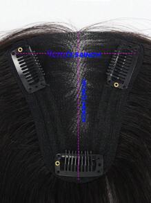 Swiss Ren Human Hair Topper Topper màu đen tự nhiên Top 9 * 10Cm Topper thẳng với Bangs - Natural Black - Xem 3