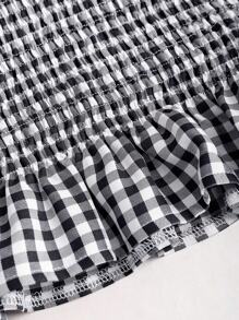 Sweetra 女士优雅法式纯色格子系带肩扣腰部修身休闲日常背心