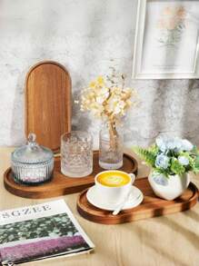 1pc Wooden Tray, Dinner Plate, Multi-Purpose Serving Platter, Suitable For Home, Restaurant And Party Use, Breakfast Tray, Cake Tray, Bread Tray, Kitchen Tray, Tea Set Tray,Kitchen,Christmas Gift - Bronze - View 12