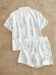 Manfinity BRENVOR 男士春夏度假海鲜时尚印花白色两件套