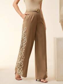 Anewsta Nouveau pantalon de costume femme très brodé pour le transport en commun, arrivée d'été à la mode - Kaki - Voir 6