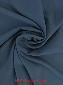 SHEIN LUNE Áo sơ mi thường ngày mùa hè có viền ren xếp li phía trước màu trơn - Màu xanh lam - Xem 7