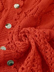 Linhara Plus Size Women Plain Knit Round Neck Hollow Single-Breasted Short Sleeve Cropped Casual Lightweight Cardigan, Spring/Summer