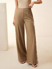 Anewsta Nouveau pantalon de costume femme très brodé pour le transport en commun, arrivée d'été à la mode - Kaki - Voir 5