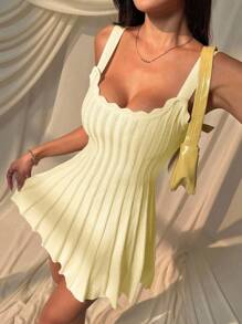 SHEIN EZwear Damen Lässiges Aprikose Gestricktes Pulloverkleid