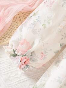 Elladie kids 年轻女孩春季玫瑰印花无袖花卉泡泡裙连衣裙，后拉链开合，百搭可爱的公主裙，适合日常休闲穿着 - 彩色 - 查看 10