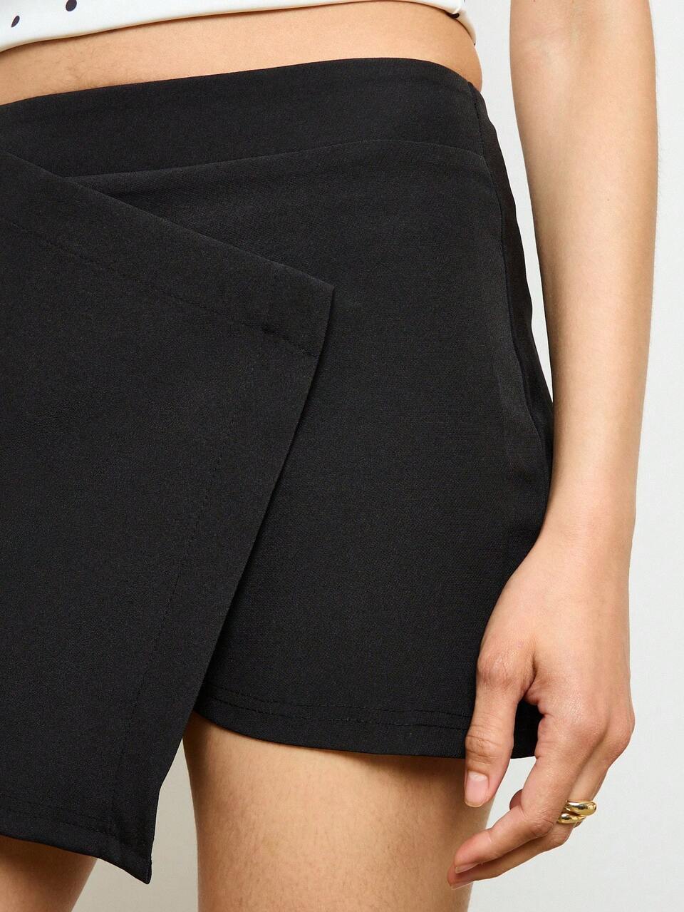 AiiRZ Asymmetric Wrap Mini Skirt With Concealed Shorts Summer Festival Flowy Skort Modern Streetwear Minimalist Design
