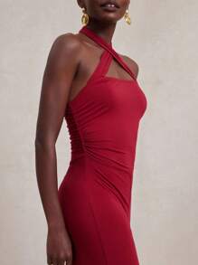 NYA SZN 女式合身露背交叉拼色连体裤度假海滩特殊场合春夏装