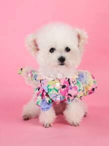 PETSIN 1 pieza Ropa para perro Vestido de perrito osito Yorkshire Pomerania Teddy - Vestido sencillo y fresco con flores para mascotas - Morado - Ver 2