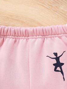 SHEIN Elladie kids Strój dla młodej dziewczyny, baleriny, z nadrukiem w bloki kolorów, z długim rękawem, kurtka i spodnie, swobodny strój na jesień/zimę - Wielokolorowe - Zobacz 7