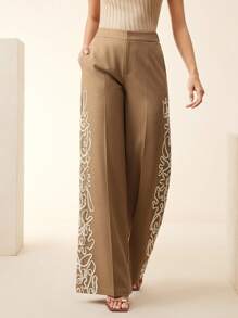 Anewsta Nouveau pantalon de costume femme très brodé pour le transport en commun, arrivée d'été à la mode - Kaki - Voir 4