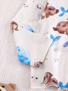 男童可爱卡通印花阻燃睡衣、长袖开衫和裤子舒适家居服套装 - 彩色 - 查看 6