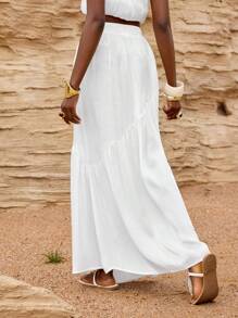 Zivah 2025 春夏新款 音乐节、复活节、圣帕特里克节、西部风、游牧风、生日派对、毕业典礼、学院风、学生风、日常穿着、百搭百搭、休闲、度假、邮轮、海滩、日光浴、线上时尚、街头服饰、婚礼宾客波西米亚风、通勤、早午餐、机场、飘逸杏色/米色网眼虹彩女裙 - 白色 - 查看 2