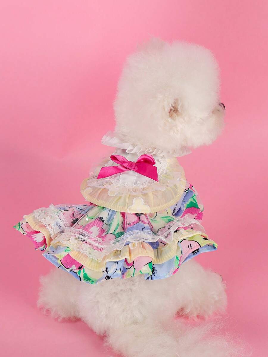 PETSIN 1 pieza Ropa para perro Vestido de perrito osito Yorkshire Pomerania Teddy - Vestido sencillo y fresco con flores para mascotas - Morado - Ver 1
