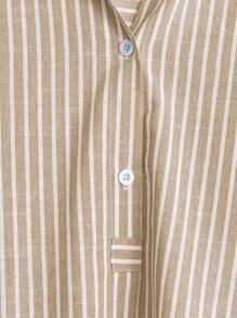 Linhara 大码女式休闲百搭法式复古风格时尚都市女性经典蓝白条纹设计别致修身百搭衬衫