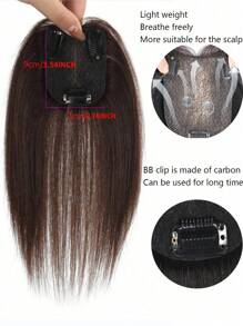 Silke Bas Virgin mänskligt hår Brunt Topp Hårstycke Rak För kvinnor 7*9CM