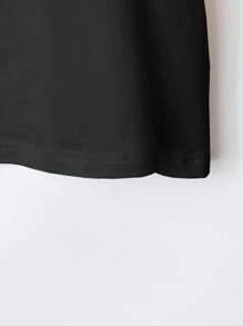 Calvaya Kaos Kasual Wanita Ukuran Besar Motif Garis Dua Warna dengan Hiasan Pita Besar, Cocok untuk Bepergian, Bersantai, dan Berolahraga - Hitam - View 6