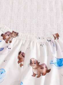 男童可爱卡通印花阻燃睡衣、长袖开衫和裤子舒适家居服套装 - 彩色 - 查看 5