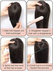 Silk Base Virgin Human Hair Topper Natural Black Top Hairpiece Air Bangs 8 X 12 CM Straight Topper With Bangs - Natural Black - View 13