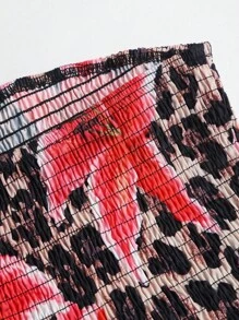SHEIN Sweetro Bộ đồ hai mảnh thêu họa tiết da báo và chân váy nhiều lớp Y2K Outfit - Màu Hồng  Dưa hấu - Xem 7