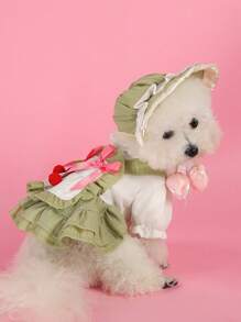 PETSIN 1 pièce Vêtement de chien de compagnie de style princesse avec manches bouffantes. Robe pour animal de compagnie comparable aux vêtements pour chiots Pomeranian, Highlands et Maltais