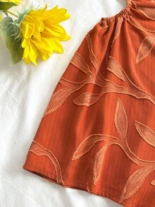 Soleia 女士度假露背系带镂空腰部宽松连体衣，波西米亚风，浪漫花卉，度假风 - 棕色 - 查看 5