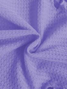 SHEIN Vintaside Kids 2 件套女婴春夏套装，包括红色圆领盖袖衬衫搭配樱桃刺绣牛仔长裤，甜美风格，适合户外、休闲和派对，适合幼儿的女童服装套装 - 紫色 - 查看 4