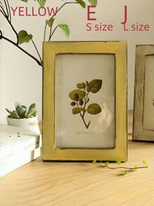 SHEIN 1pc Photo Frames, Rustic Wooden Picture Frames, Vintage 5-Inch Photo Holder, Farmhouse Style Wall Decor, Distressed Finish For Home & Office Display, Home Decor