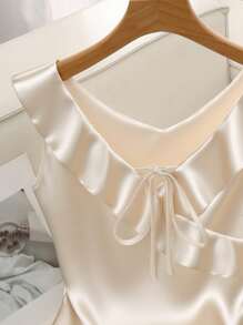 Franclia Áo cánh xếp ly không tay thanh lịch của phụ nữ Pháp - Màu be - Xem 3