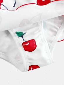 2 件樱桃印花双层蛋糕边少女内衣套装，可爱甜美，适合发育中的女孩 - 彩色 - 查看 5