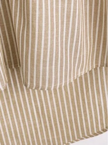 Linhara 大码女式休闲百搭法式复古风格时尚都市女性经典蓝白条纹设计别致修身百搭衬衫