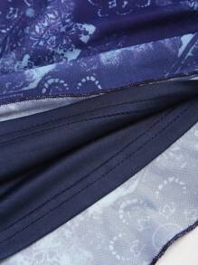 SHEIN Unity 女式薄纱肩带系带露背迷你连衣裙，性感露肩喇叭裙，适合春、夏、秋季 - 彩色 - 查看 5