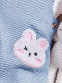 SHEIN Neugeborenen Baby Mädchen süßes lässiges Set aus Langarm Top mit Cartoon Muster und Kleid