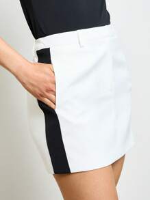 AiiRZ Office Professional Mini Skirt Formal Business Attire Side Panel Workwear Evening Resort Wear Elegant Business Party - Black and White - View 4