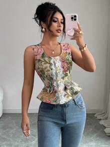 Elenzga Women's Elegant Sleeveless Cardigan, Embroidered Thick Fabric, Autumn