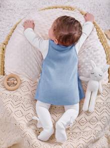 SHEIN Neugeborenen Baby Mädchen süßes lässiges Set aus Langarm Top mit Cartoon Muster und Kleid