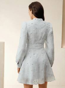 Anewsta Modern Fashionable Embroidered Bodice Detail Women's Dress