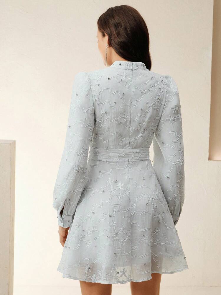 Modern Fashionable Embroidered Bodice Detail Women's Dress