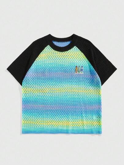 Prep Men's Vacation Loose Knit Short Sleeve Sweater