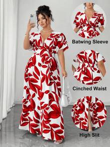 Elenzga 女士花卉V领优雅连衣裙，春夏