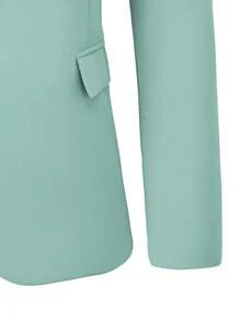 Manfinity Mode 男士经典尖领翻盖休闲西装外套和裤子套装 - 綠色 - 查看 6