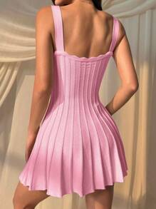 SHEIN EZwear 女士休闲浅粉色针织毛衣裙 - 淺粉色 - 查看 2