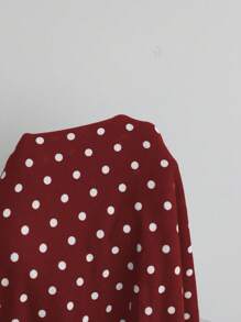 Elamini 复古黑白圆点蕾丝边蝴蝶结点缀露背系带腰部拼接荷叶边下摆迷你连衣裙，优雅可爱，适合夏季、海滩、度假、日常穿着、约会 - 紅色 - 查看 7