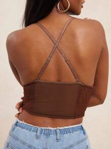 NYA SZN Parte superior con aplicación de encaje, diseño cruzado, estilo crop para verano, festivales de música, elegante para vacaciones, primavera, brunch, playa - para mujeres
