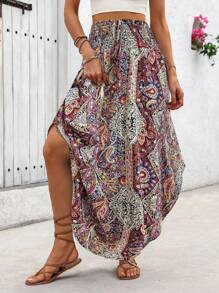 Breezaya Váy chữ A giản dị tối giản buộc nơ phía trước dành cho nữ, họa tiết ngẫu nhiên - trái cam - Xem 4