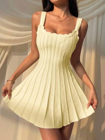 SHEIN EZwear فستان نسائي كاجوال محبوك بلون المشمش