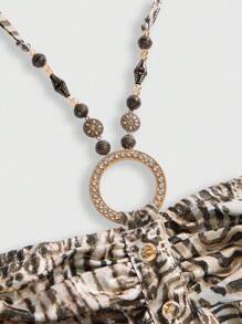 ROMWE Hippie 加大码 Y2K 嬉皮动物印花金箔吊带上衣 - 彩色 - 查看 3