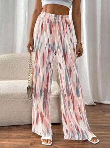 Calvaya Women's Elastic Waist Tie-Dye Wide Leg Loose Casual Pants